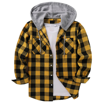 Hooded Plaid Shirt Men's Casual - Glamour Gale