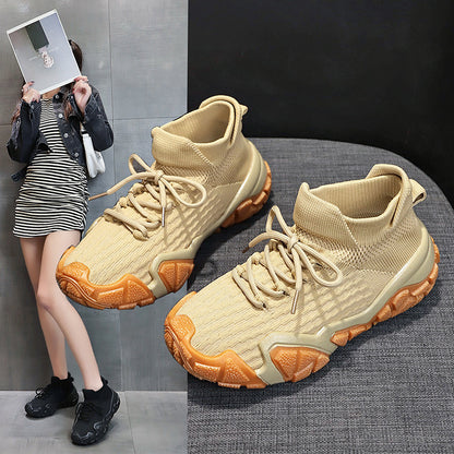 Solid Color Fashion Flyknit Casual Sports Single-layer Shoes