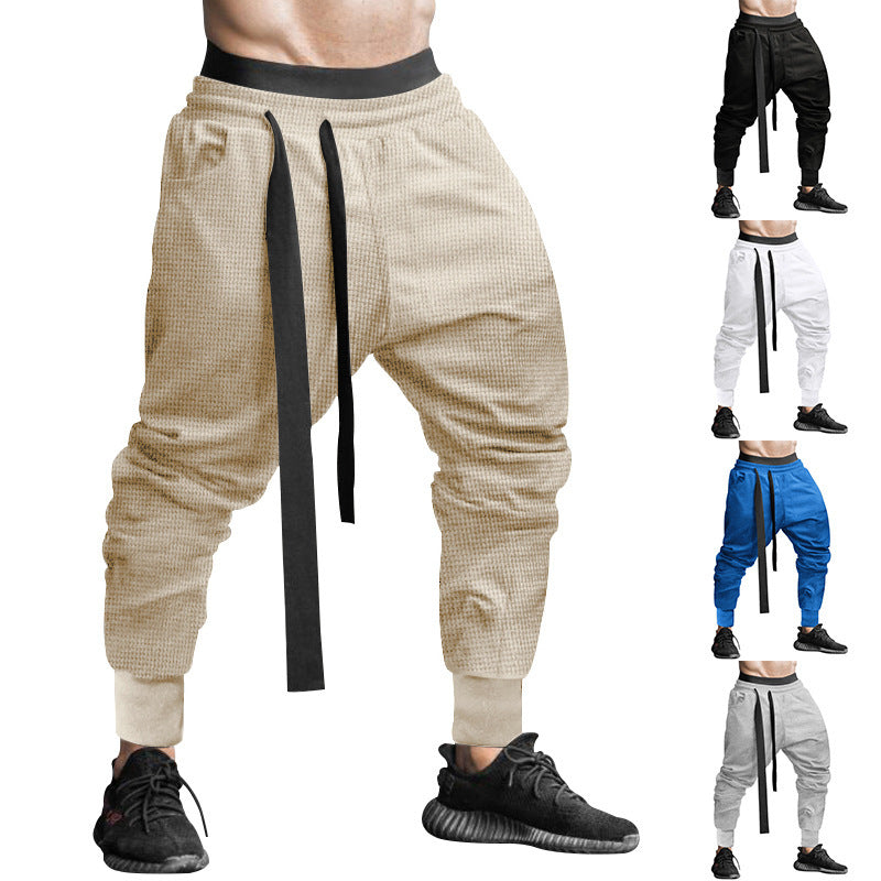 Men's Casual Pants Slim-fit Solid Color Ankle-tied Trousers - Glamour Gale