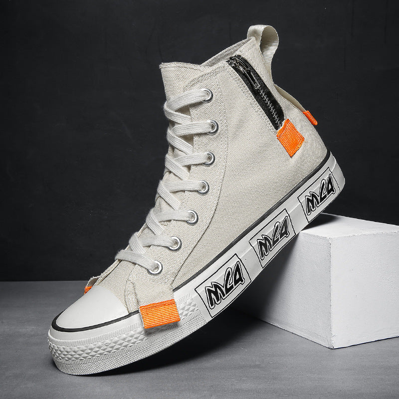 Mens College Style High Top Canvas Shoes