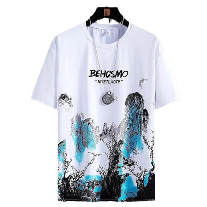 Short Sleeve Men's Ink Painting Graffiti T-shirt Sports Breathable