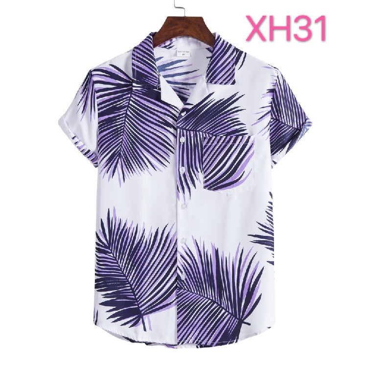 Casual Men's Clothing Shirt Hawaiian Beach Style Suit Collar Short Sleeve