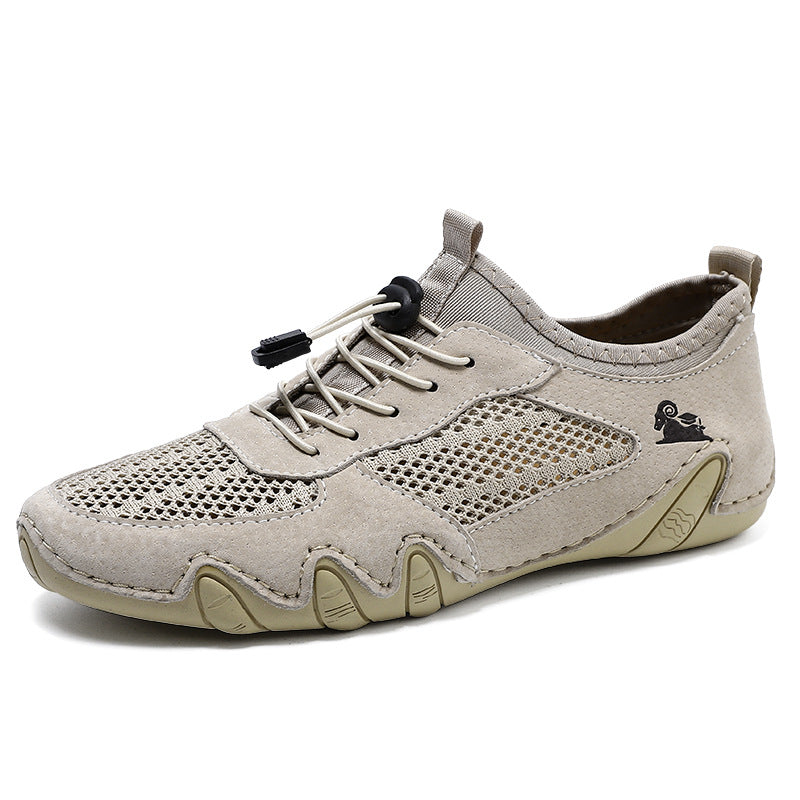 Men's Casual Sports Sewn Leather Mesh Shoes