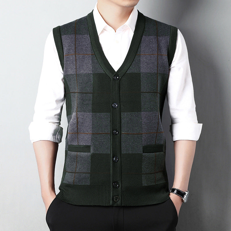 Men's Casual Loose Chicken Core Collar Knitted Vest