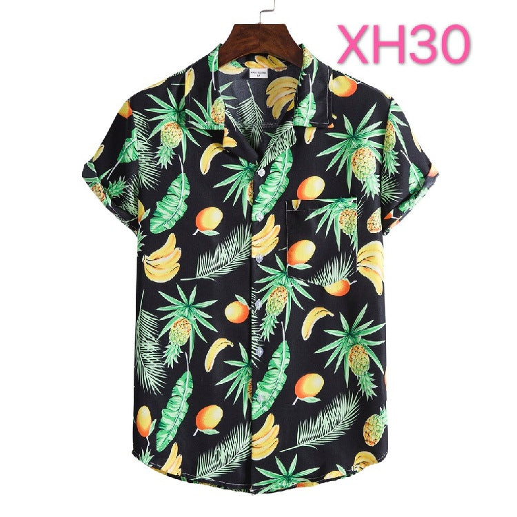 Casual Men's Clothing Shirt Hawaiian Beach Style Suit Collar Short Sleeve