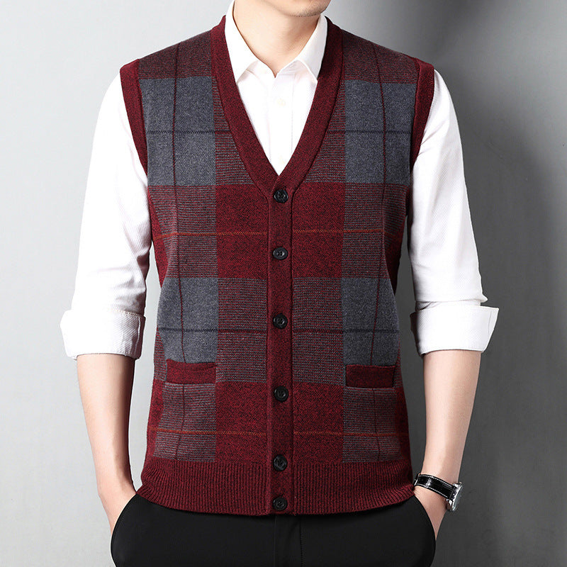 Men's Casual Loose Chicken Core Collar Knitted Vest