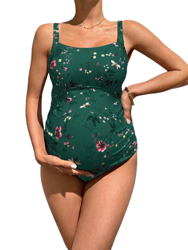 Printed Pregnant Women's One-piece Swimsuit Women's High Waist Sling