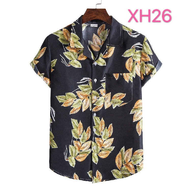 Casual Men's Clothing Shirt Hawaiian Beach Style Suit Collar Short Sleeve