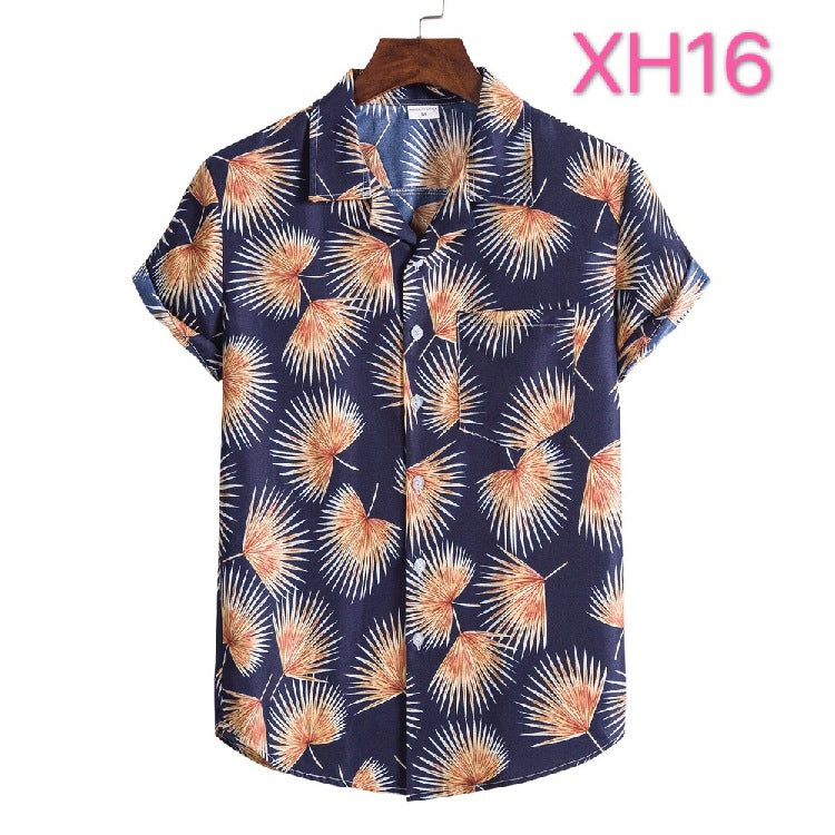 Casual Men's Clothing Shirt Hawaiian Beach Style Suit Collar Short Sleeve