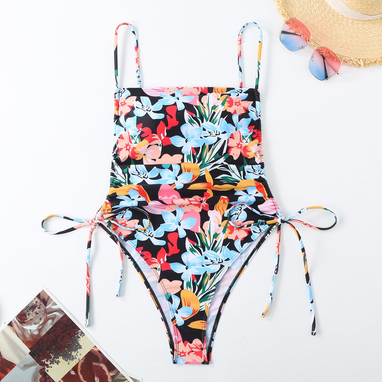 Vacation Style Drawstring Slimming Sexy One Piece Swimsuit