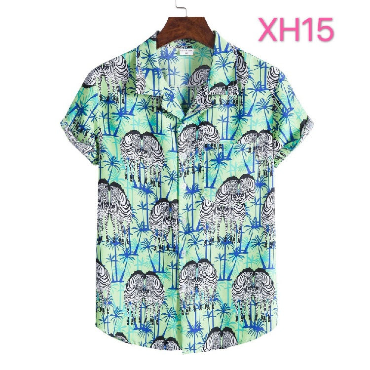 Casual Men's Clothing Shirt Hawaiian Beach Style Suit Collar Short Sleeve