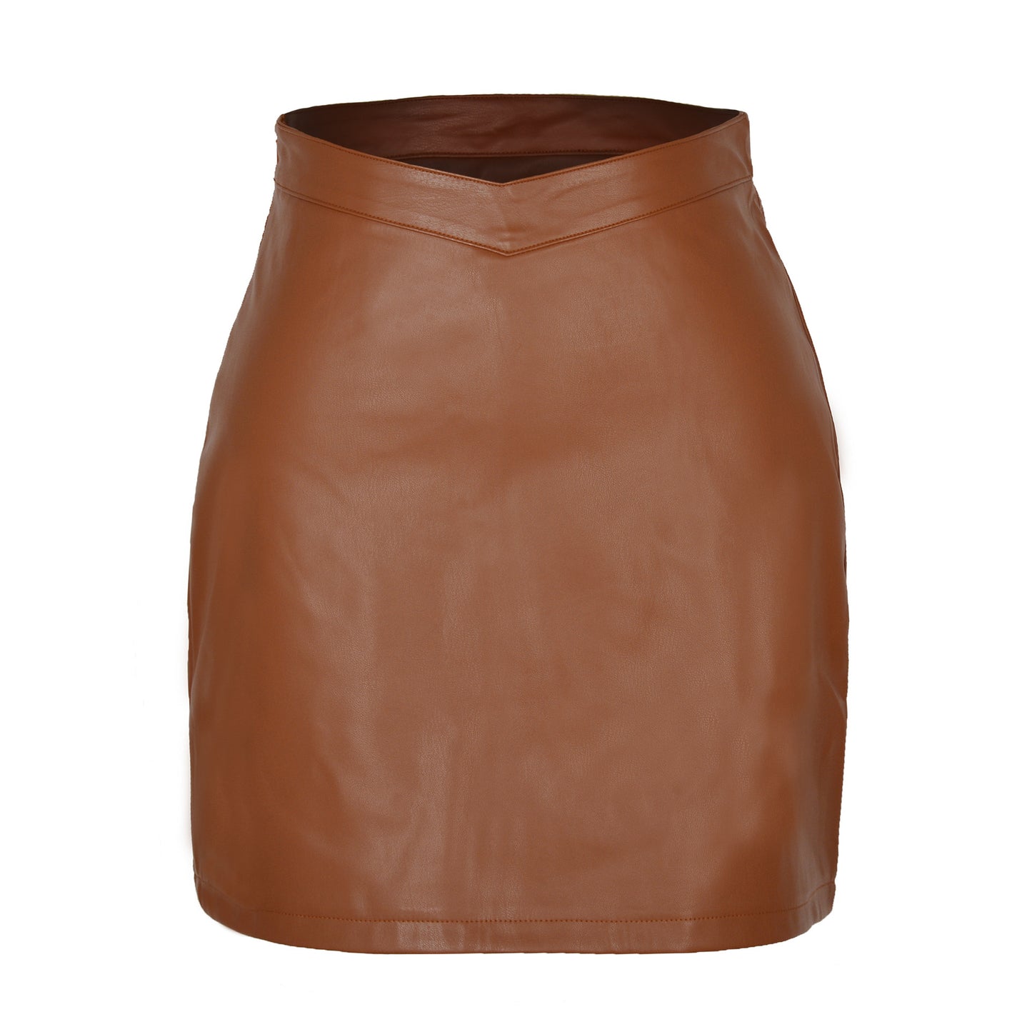 Women's PU Leather Skirt Fashion V Waist Exposed Navel