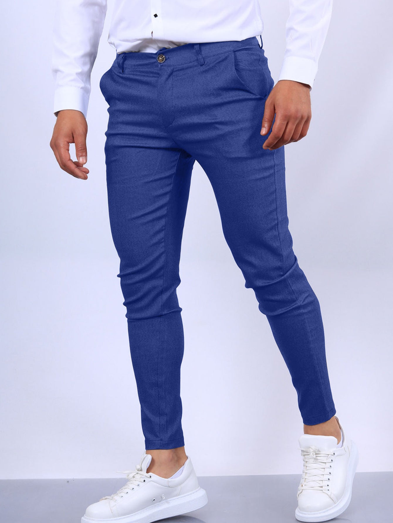 European And American Solid Color Textured Casual Tappered Pants - Glamour Gale