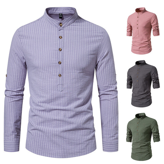 Men's Long-sleeved Striped Shirt Fashion Brand