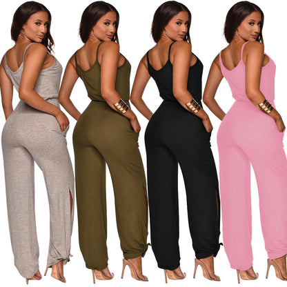 Women's Cotton-like High Waist Jumpsuit