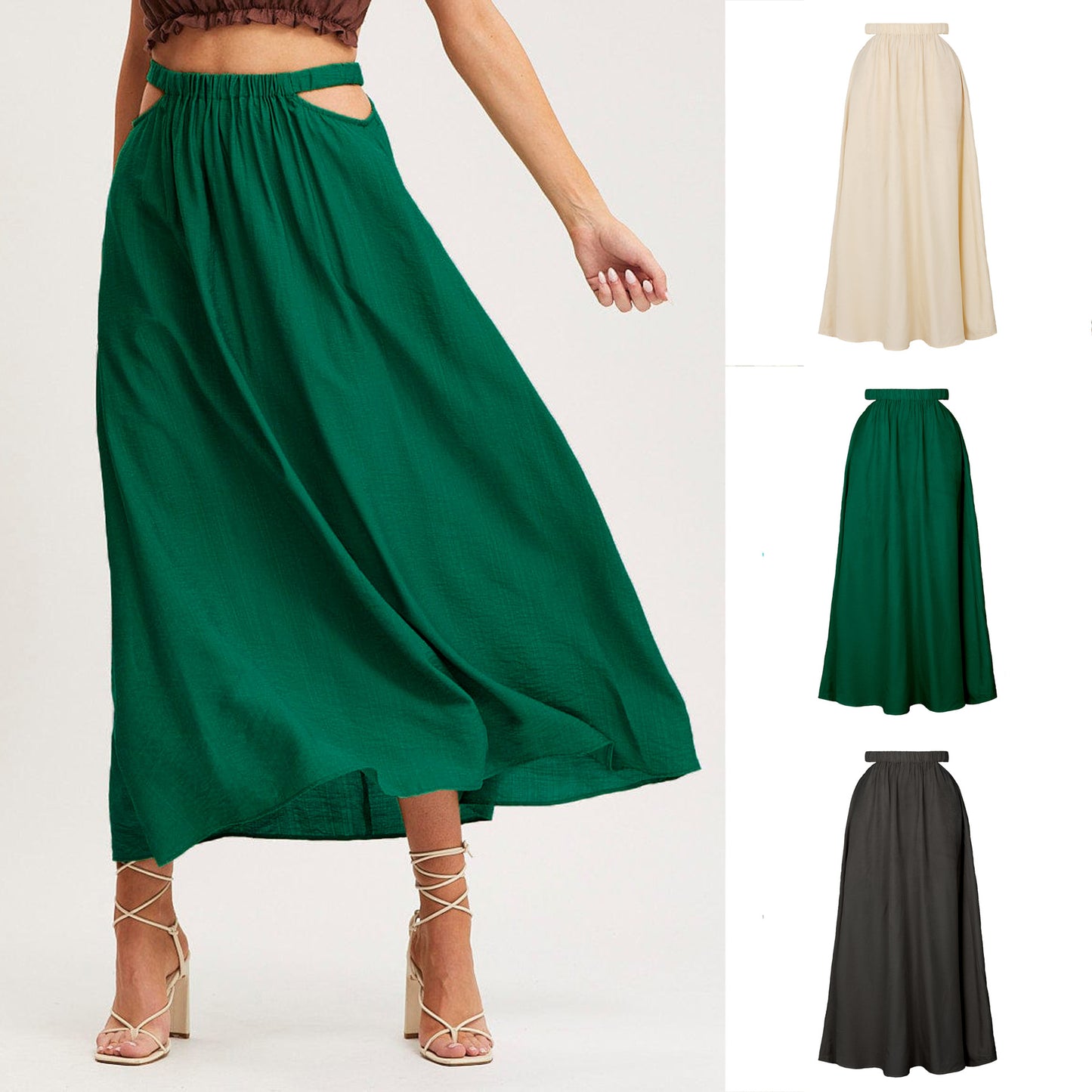 Women's High Waist Hollow-out Skirt Long