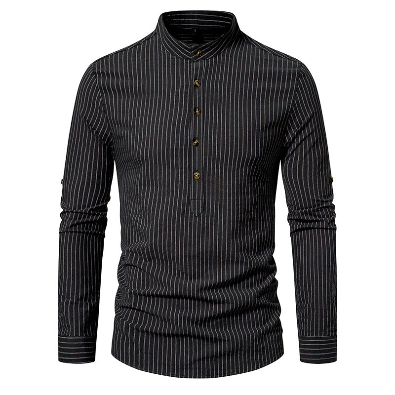 Men's Long-sleeved Striped Shirt Fashion Brand