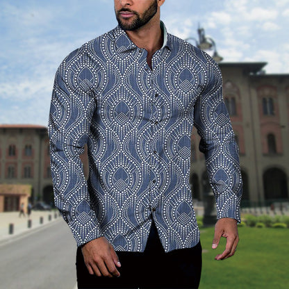 Men's Long-sleeved Shirt Lapel Fashion