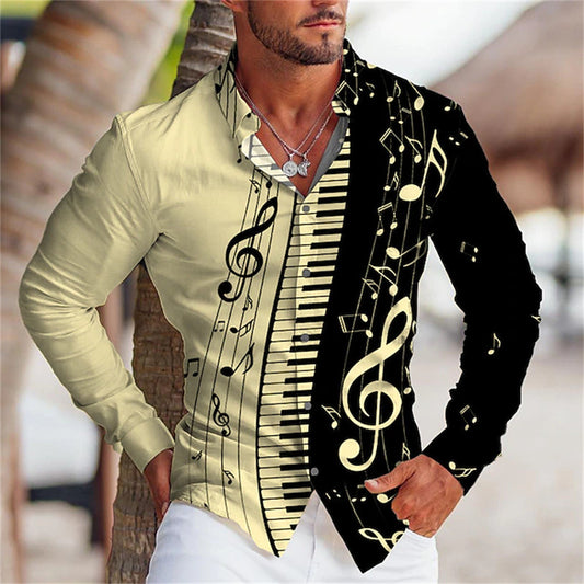 New European And American Men's Youth Long-sleeved Shirt 3D Printing