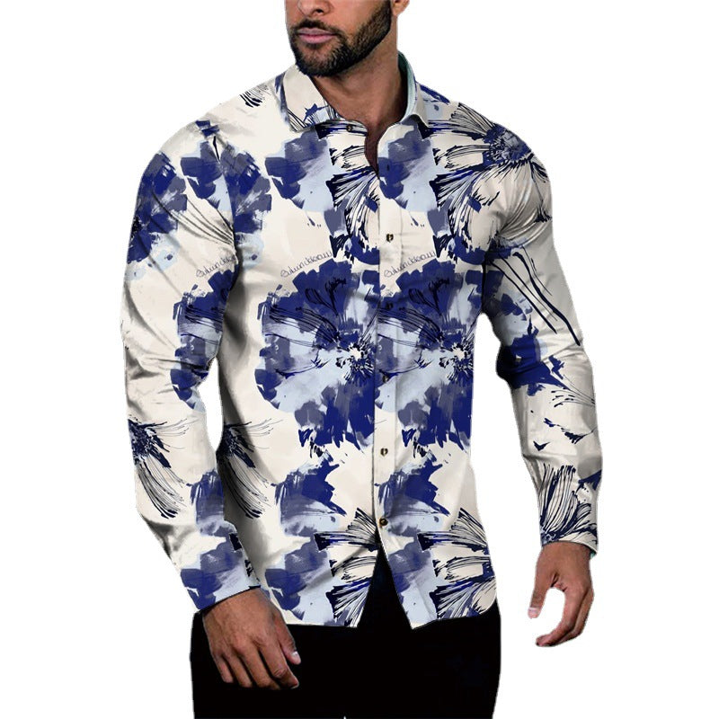 Men's Long-sleeved Shirt Lapel Fashion