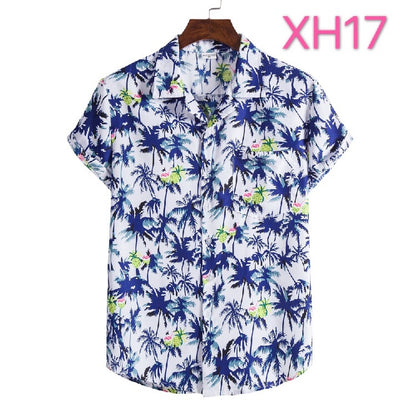 Casual Men's Clothing Shirt Hawaiian Beach Style Suit Collar Short Sleeve