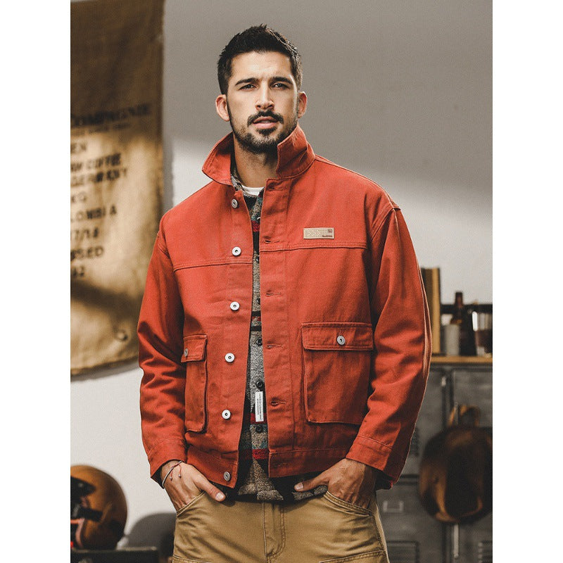 American Retro Siro Textile Workwear Jacket Men's Winter Antique Style Urban Outdoor Leisure Safari Jacket Vintage Jacket Men