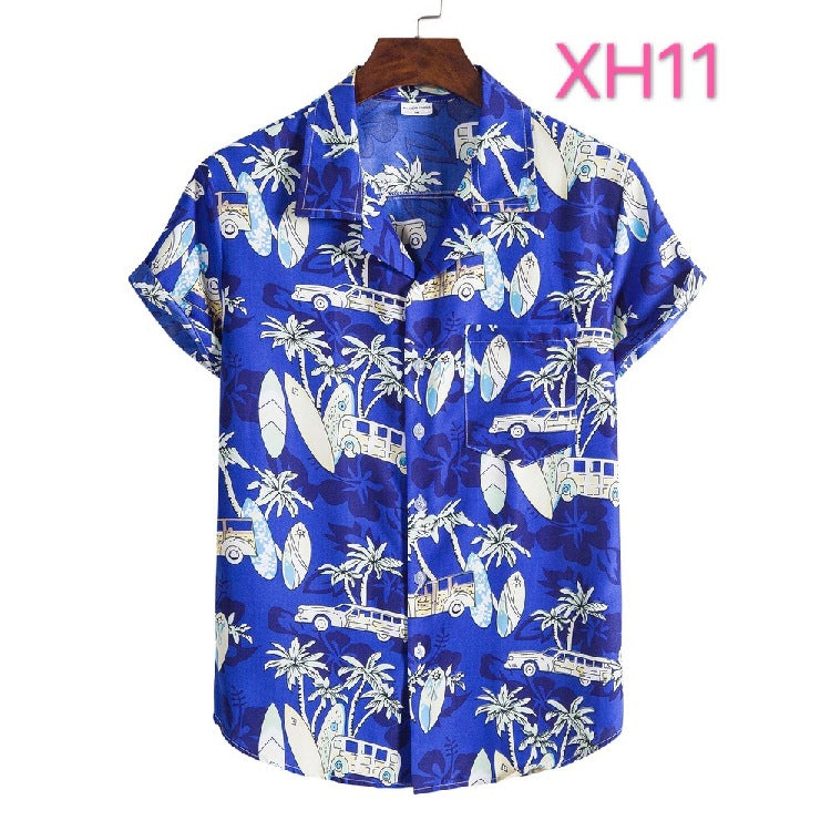 Casual Men's Clothing Shirt Hawaiian Beach Style Suit Collar Short Sleeve