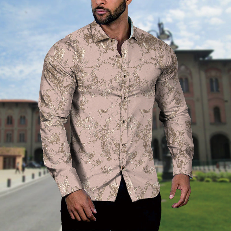 Men's Long-sleeved Shirt Lapel Fashion