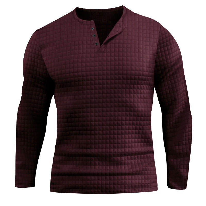 Plaid Slim-fit Breathable Men's Long-sleeved T-shirt