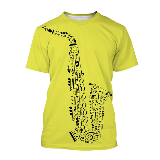 Men's Fashion 3D Cool Musical Instrument Digital Short Sleeve