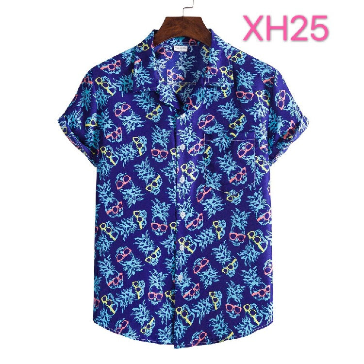 Casual Men's Clothing Shirt Hawaiian Beach Style Suit Collar Short Sleeve