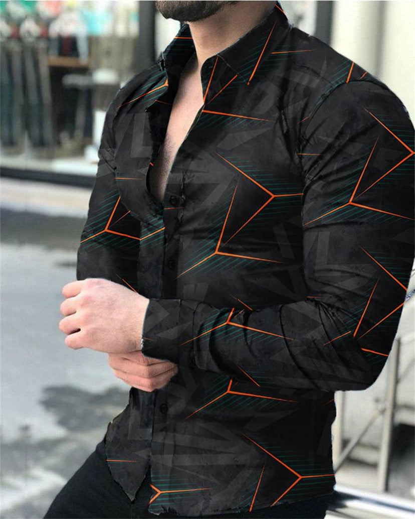 Men's Long-sleeved Shirt Lapel Fashion