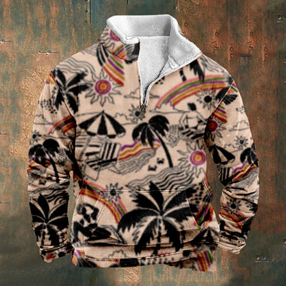 Cross Border Digital Printing Long Sleeve Stand Collar Half Zip Sweater Inner Cut - Glamour Gale