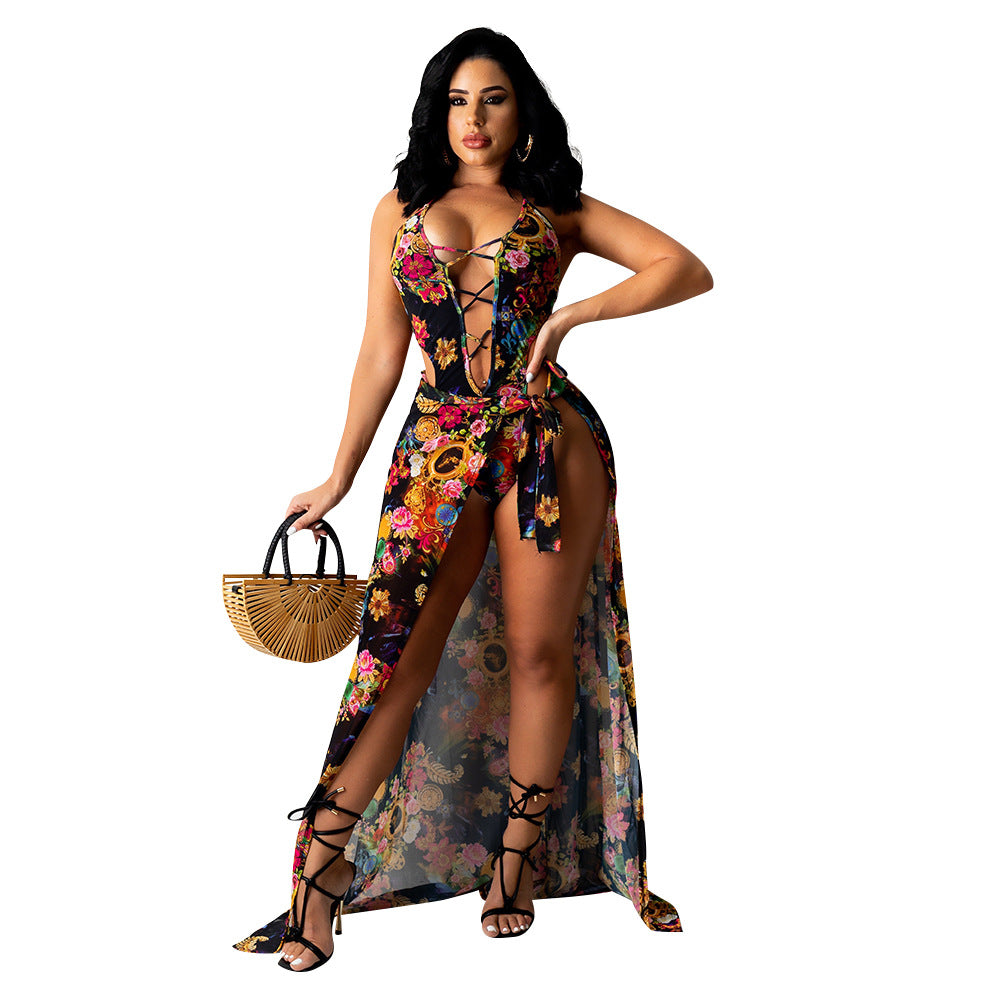 Women's Clothing Fashion Mesh Tied Jumpsuit