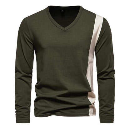 Men's Casual Multicolor V-neck Long Sleeve