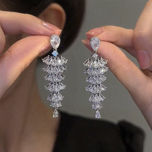 Sparkling Zircon Christmas Tree Drop Earrings For Women Trendy Xmas Tree Plant Dangle Earrings New Year Festival Party Jewelry - Glamour Gale