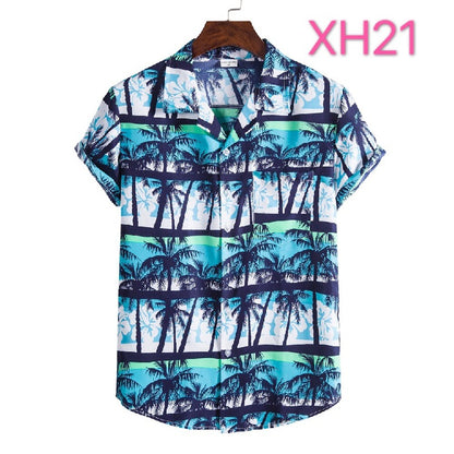 Casual Men's Clothing Shirt Hawaiian Beach Style Suit Collar Short Sleeve