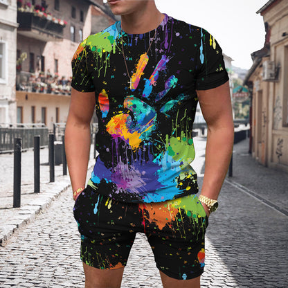 Fashion 3D Color Printing Men's Casual Tops