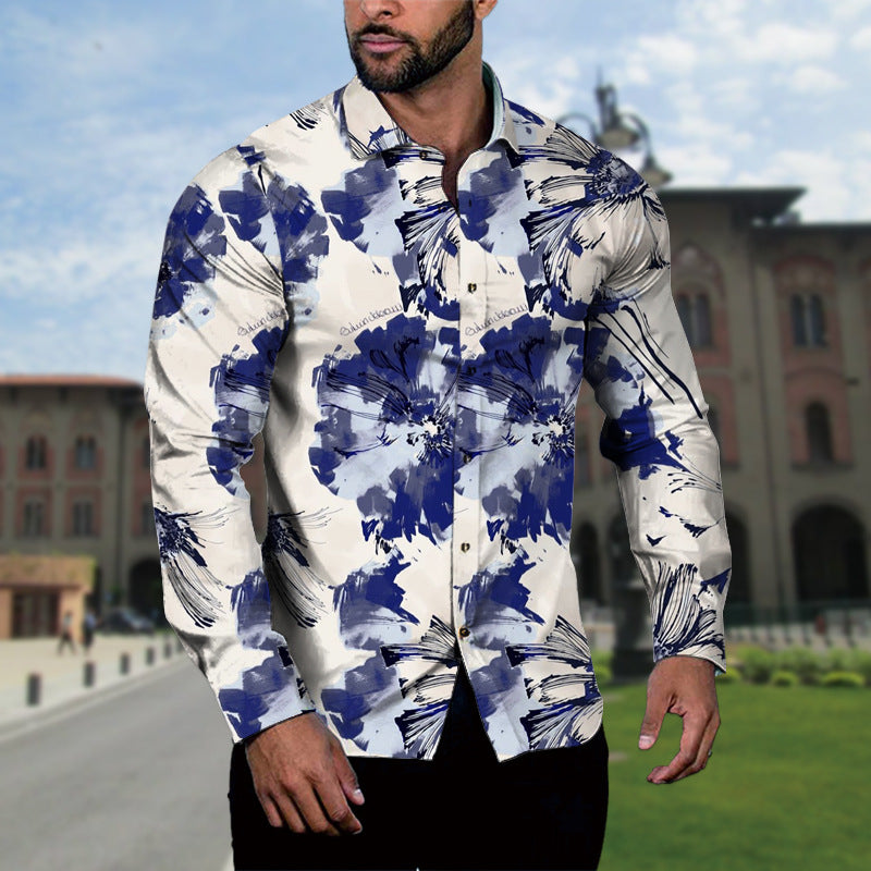 Men's Long-sleeved Shirt Lapel Fashion