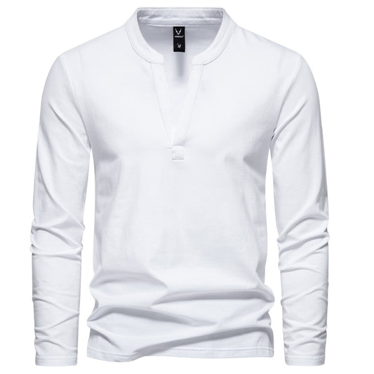 Men's Solid Color Stand-up Collar Long Sleeve T-shirt