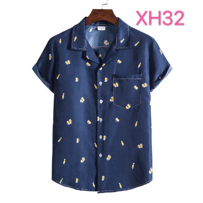 Casual Men's Clothing Shirt Hawaiian Beach Style Suit Collar Short Sleeve