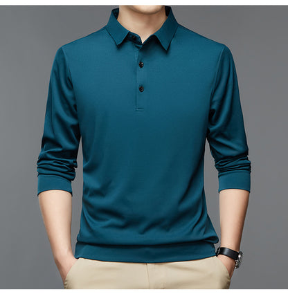 Men's Fashion Casual Polo Collar Breathable Long Sleeves T-shirt