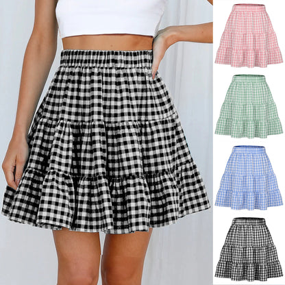 Women's Chaoyang Plaid Skirt High Waist