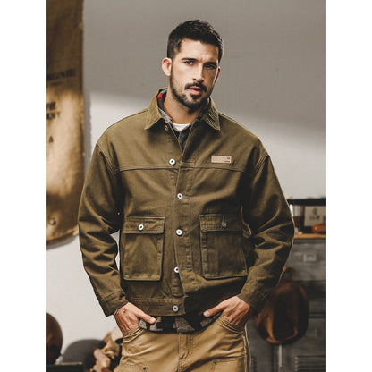 American Retro Siro Textile Workwear Jacket Men's Winter Antique Style Urban Outdoor Leisure Safari Jacket Vintage Jacket Men