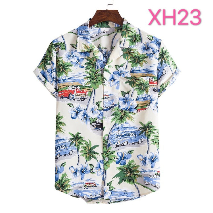 Casual Men's Clothing Shirt Hawaiian Beach Style Suit Collar Short Sleeve