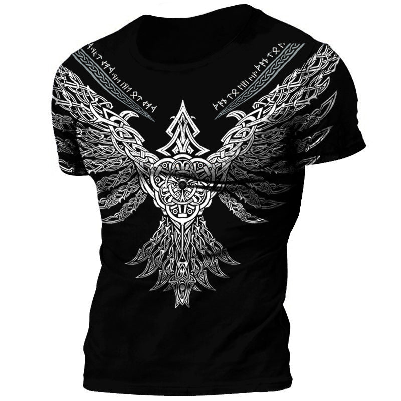 Viking Style 3D Printed Men's T-shirt Round Neck Short Sleeve Top