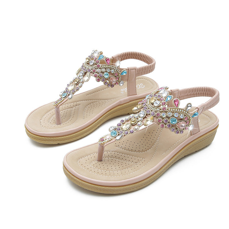 Bohemian L Fashion Rhinestone Flat Sandals