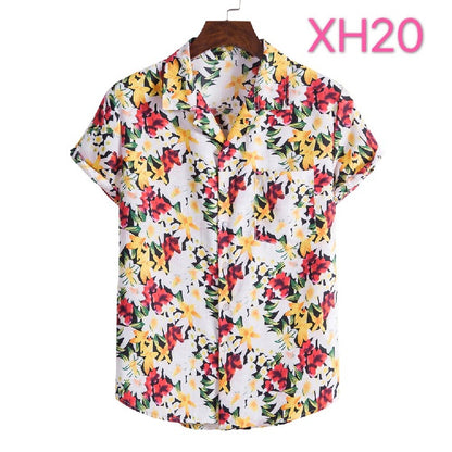 Casual Men's Clothing Shirt Hawaiian Beach Style Suit Collar Short Sleeve