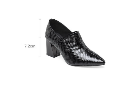 Pointed-toe Slip-on Thick High Heel Fashion Casual Large Size