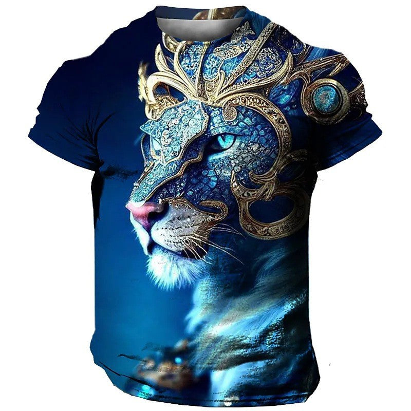 Men's 3D Printed Lion Short Sleeve T-shirt - Glamour Gale